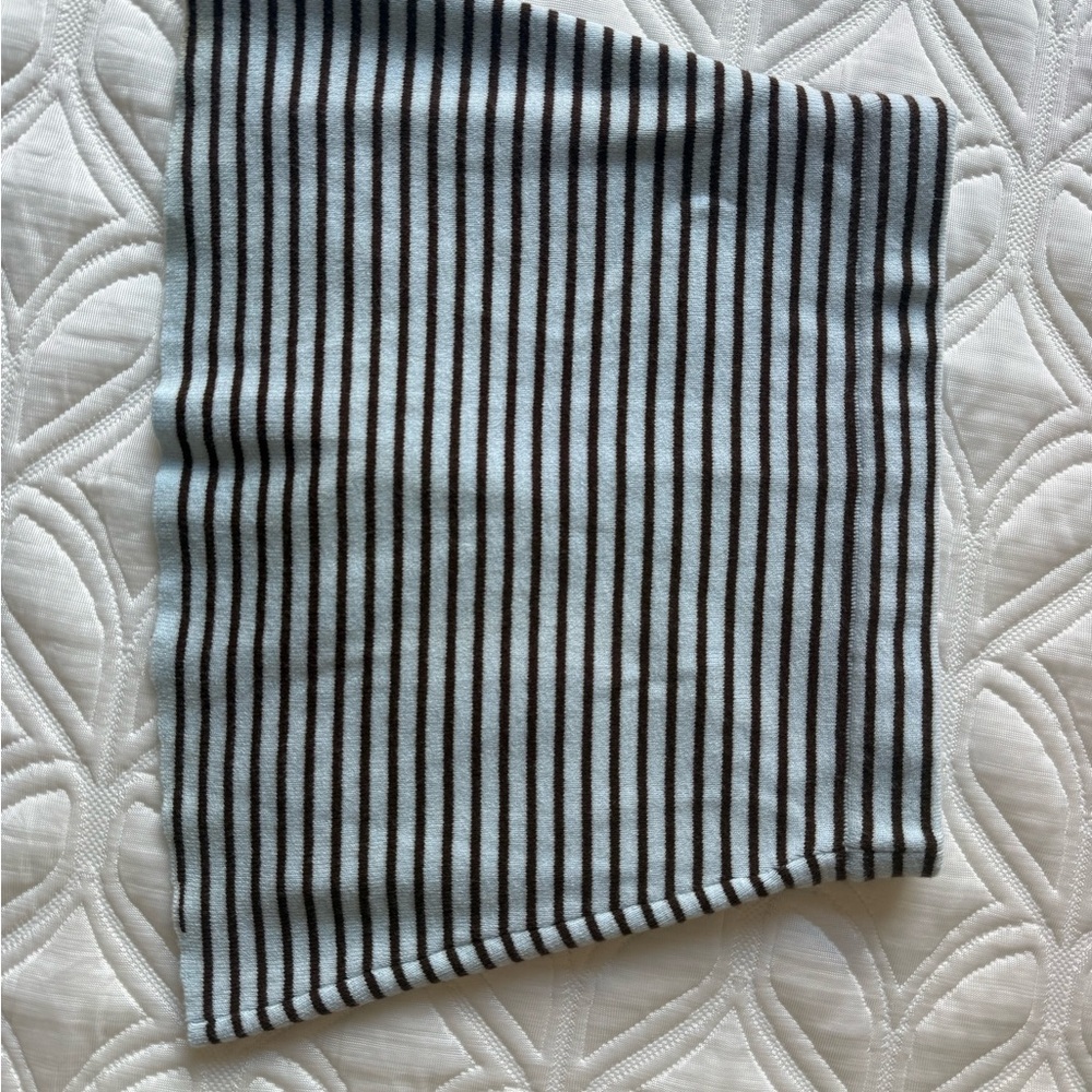 Frankie's Bikinis Light Blue and Brown Striped Tube Top